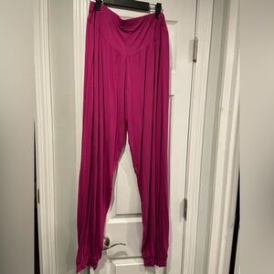 Hoerey Size XXL Pink Pull On Elastic Waist Flowy Boho Harem Pants Joggers